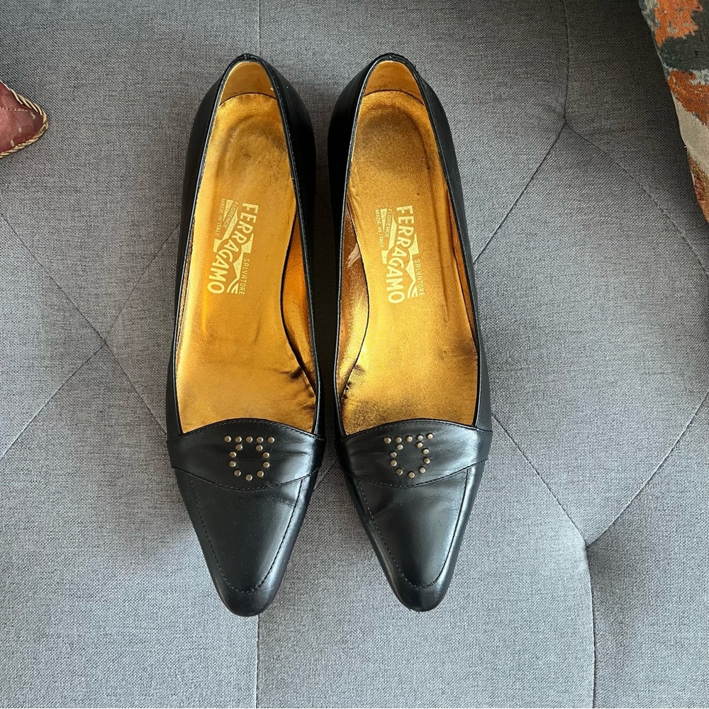 Salvatore Ferragamo Womens Nero Calf Alissa Black Loafers size 10B - Picture 2 of 12